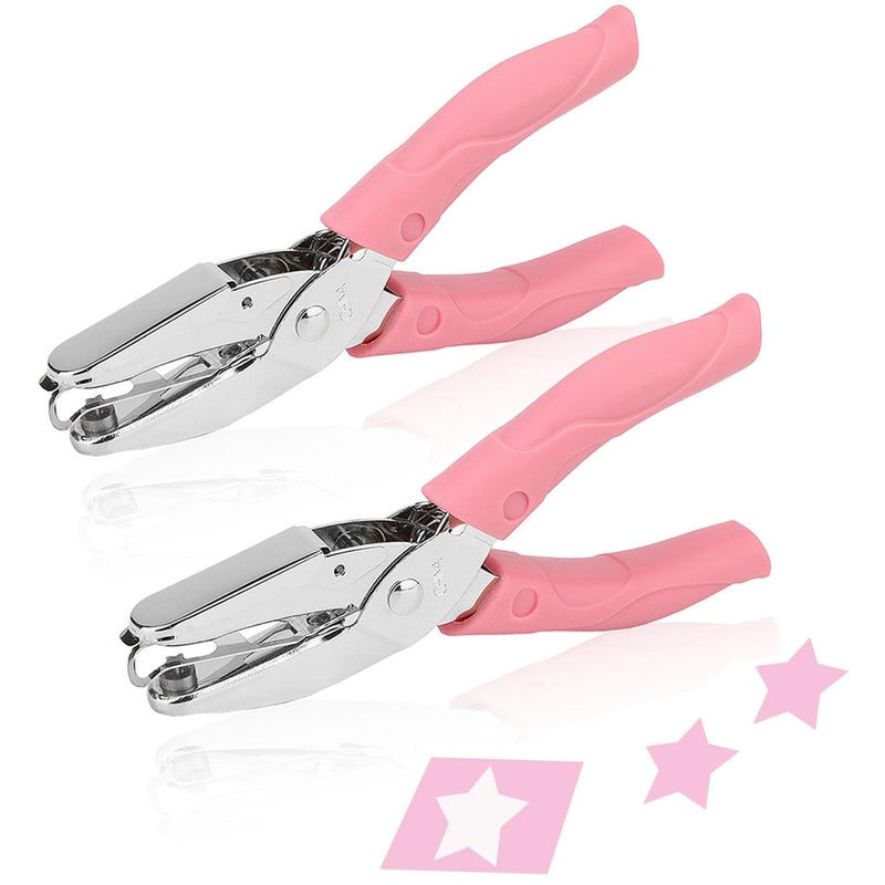 Rongon Star Shaped Hole Paper Punch Set 2 Pcs Hole Punches 1/4 Inch Handheld Hole Punch Kit Tools with Soft-Handled Scrapbooking for Craft DIY Tags Clothing Ticket - Image 1